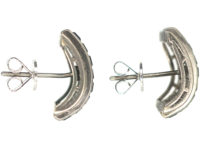 Art Deco 18ct White Gold Sapphire & Diamond Curve Earrings