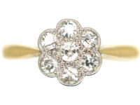 Edwardian 18ct Gold & Platinum, Diamond Daisy Cluster Ring