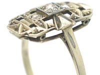 Art Deco 14ct White Gold Rectangular Shaped Ring set with Diamonds