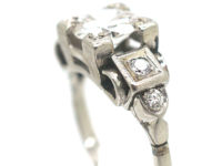 Art Deco Platinum & Diamond Geometric Ring