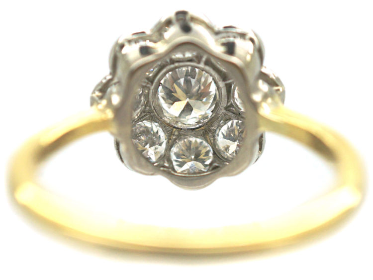 Edwardian 18ct Gold & Platinum, Diamond Daisy Cluster Ring