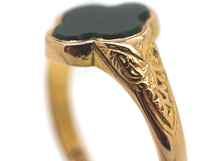 Victorian 15ct Gold & Bloodstone Quatrefoil Ring