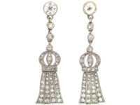 Edwardian Platinum & Diamond Tassel Earrings