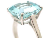 18ct White Gold Rectangular Cut Aquamarine Ring