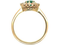 Edwardian 18ct Gold, Rose Cut Emerald & Rose Diamond Cluster Ring