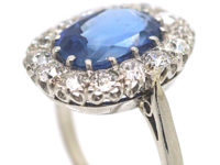 Platinum, Sapphire & Diamond Oval Cluster Ring