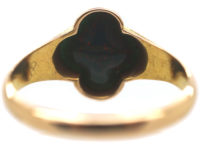 Victorian 15ct Gold & Bloodstone Quatrefoil Ring
