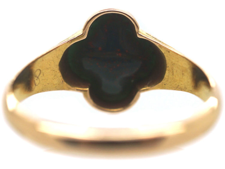 Victorian 15ct Gold & Bloodstone Quatrefoil Ring