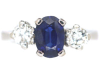 18ct White Gold, Sapphire and Diamond Three Stone Ring
