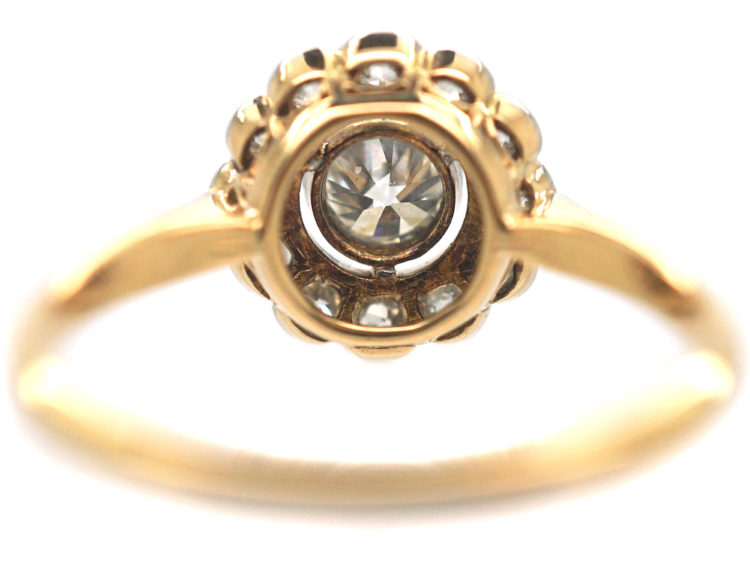 Edwardian 18ct Gold & Platinum, Diamond Daisy Cluster Ring