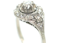 French Art Deco Platinum & Diamond Cluster Ring