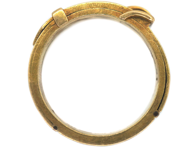 18ct Gold Victorian Buckle Ring Which Opens To Reveal Hair