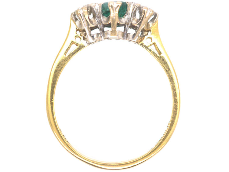 18ct Gold, Emerald and Diamond Three Stone Ring by Cropp & Farr