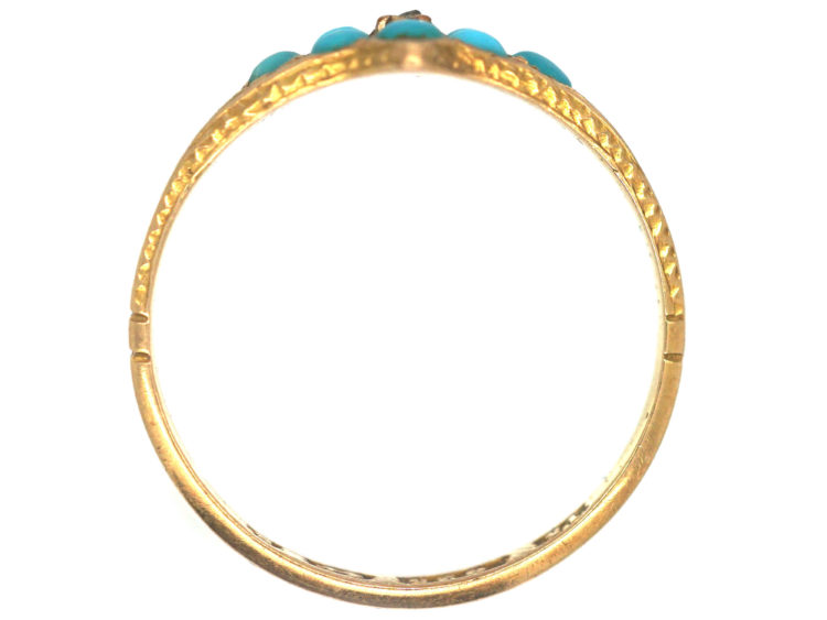 Victorian 15ct Gold, Turquoise & Diamond Forget Me Not Ring
