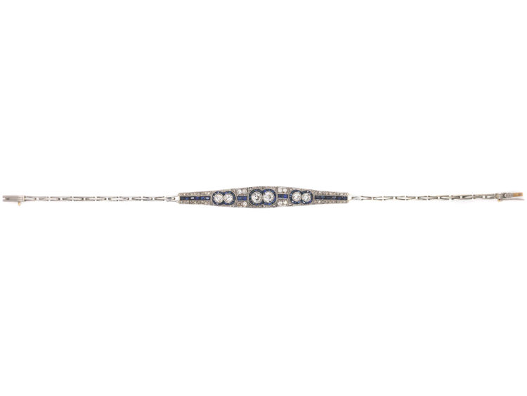 Art Deco 18ct Gold & Platinum, Sapphire & Diamond Bracelet