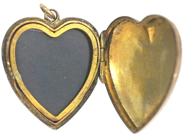 Edwardian 9ct Back & Front Heart Shaped Locket with Star Motif