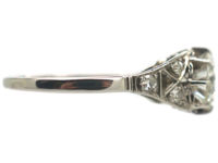 Art Deco Platinum & Diamond Solitaire Ring with Diamond Set Shoulders