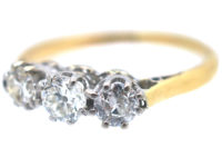 Art Deco 18ct Gold & Platinum Three Stone Diamond Ring