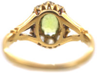 Edwardian 18ct Gold, Peridot & Diamond Oval Cluster Ring
