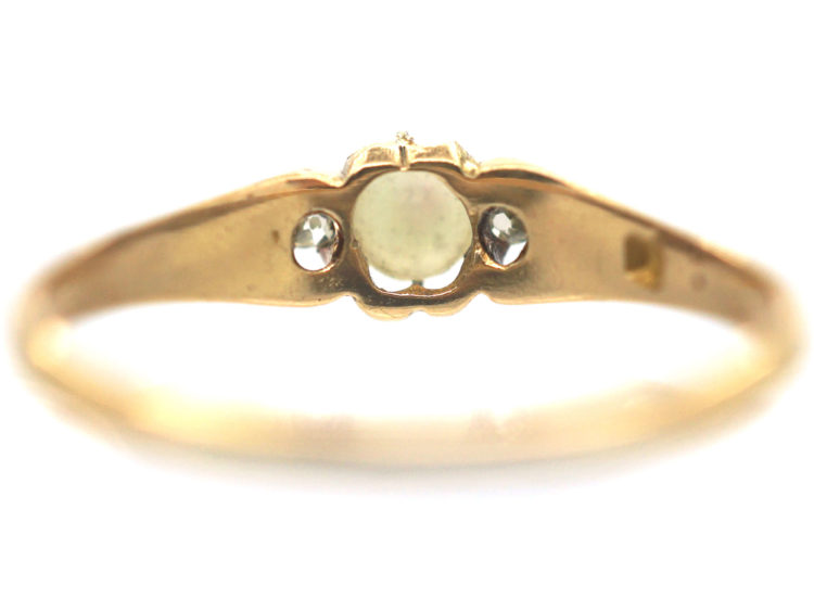 Edwardian 18ct Gold, Natural Split Pearl & Diamond Ring
