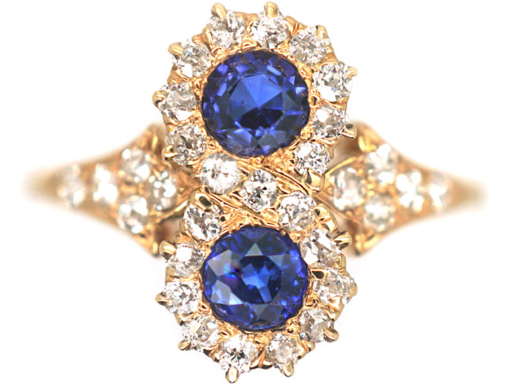 18ct Gold Sapphire & Diamond Figure of Eight Ring