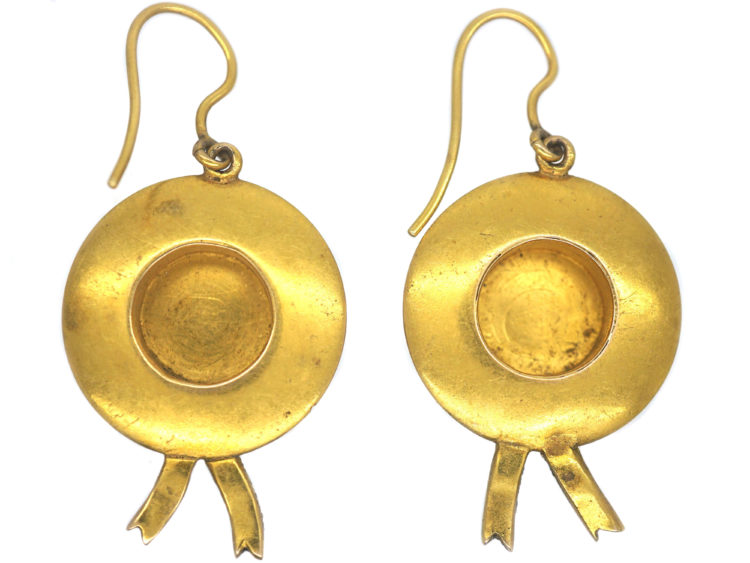Victorian 15ct Gold & Blue Enamel Sailor's Hat Earrings