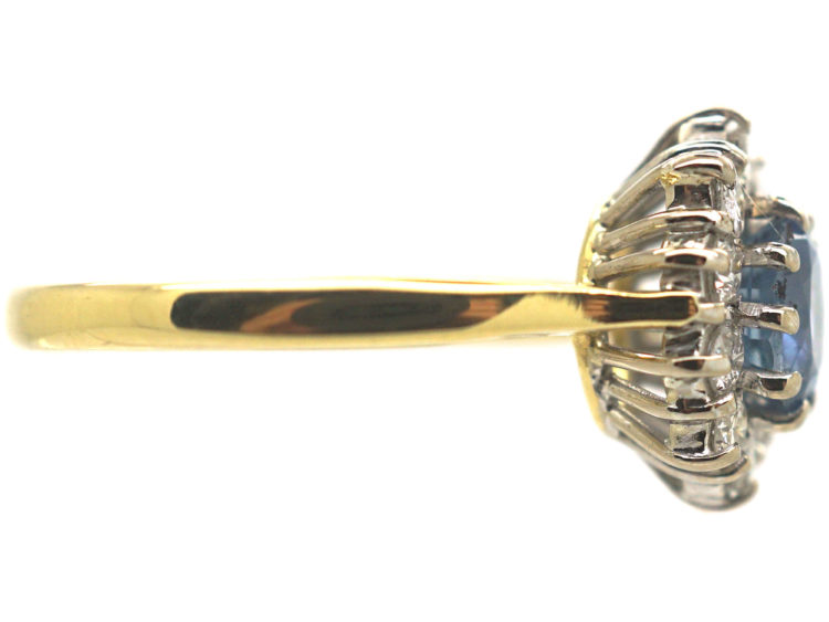 18ct Gold, Sapphire & Diamond Oval Cluster Ring
