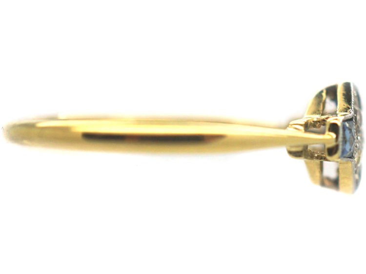 Art Deco 18ct Gold & Platinum, Sapphire & Diamond Ring