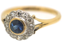 Edwardian 18ct Gold & Platinum, Sapphire & Diamond Cluster Ring
