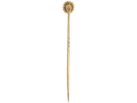 Edwardian 18ct Gold, Diamond & Natural Pearl Cluster Tie Pin