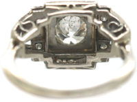 Art Deco Platinum & Diamond Geometric Ring