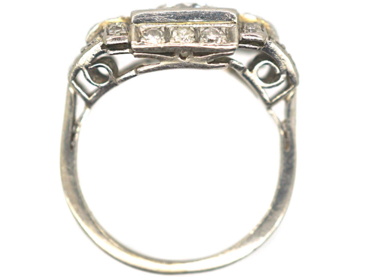 Art Deco Platinum & Diamond Geometric Ring