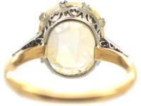Art Deco 18ct Gold & Platinum, Yellow Sapphire & Diamond Ring