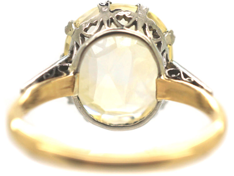 Art Deco 18ct Gold & Platinum, Yellow Sapphire & Diamond Ring