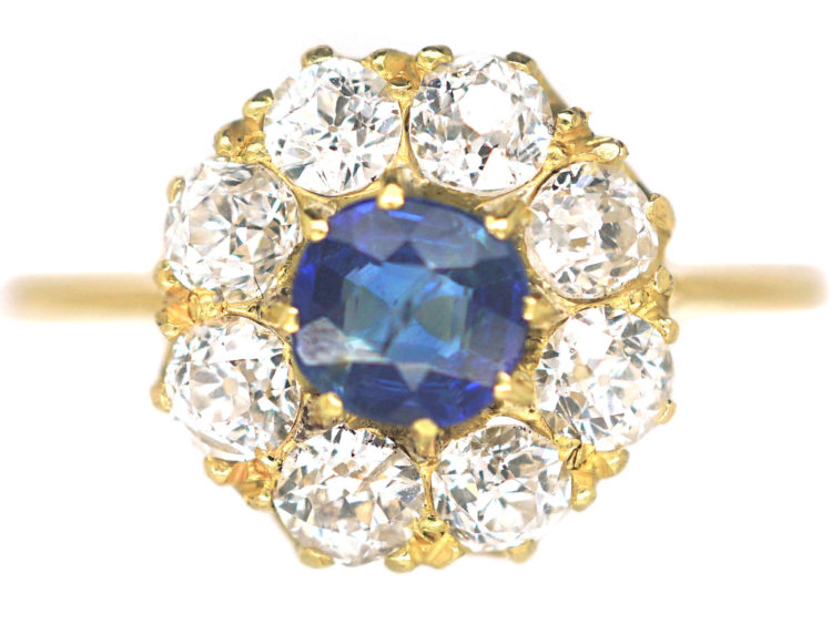 18ct Gold, Sapphire & Diamond Cluster Ring