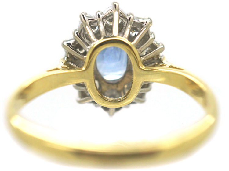18ct Gold, Sapphire & Diamond Oval Cluster Ring