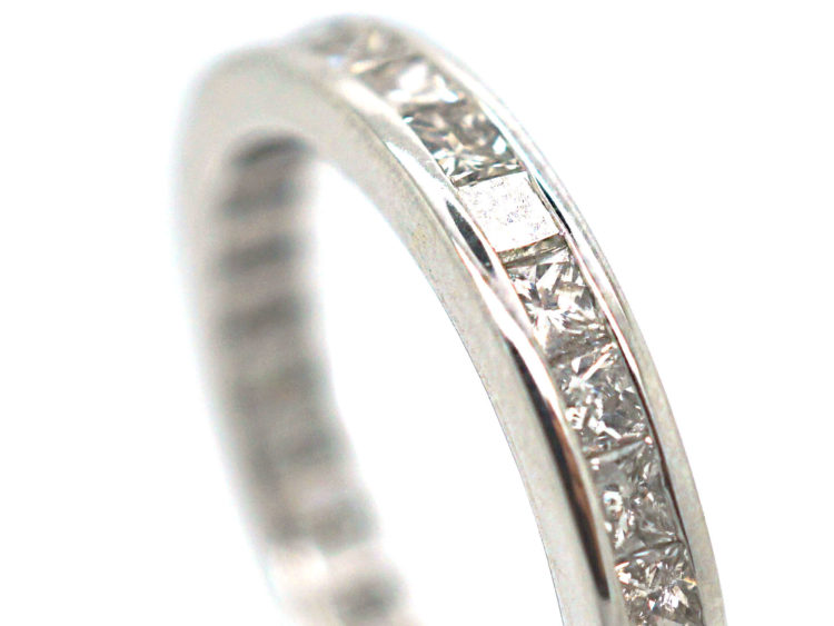 18ct White Gold & Square Cut Diamond Eternity Ring