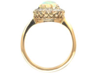 Edwardian 18ct Gold, Opal & Diamond Cluster Ring