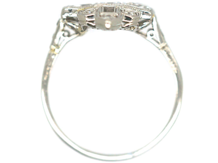 Art Deco Platinum & Diamond Geometric Ring