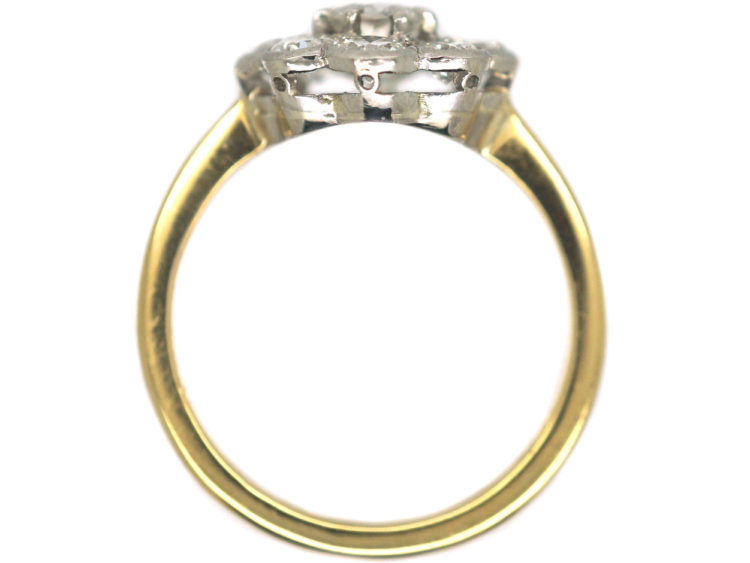 Edwardian 18ct Gold & Platinum, Diamond Daisy Cluster Ring
