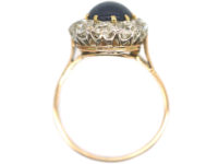Edwardian 18ct Gold, Cabochon Sapphire & Diamond Ring