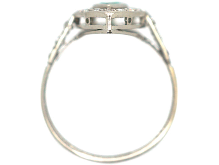 Art Deco Platinum Emerald & Diamond Pear Shaped Ring