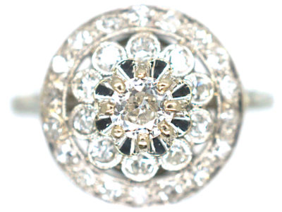 Edwardian Platinum & Diamond Flower Cluster Ring
