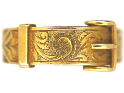 18ct Gold Victorian Buckle Ring Which Opens To Reveal Hair