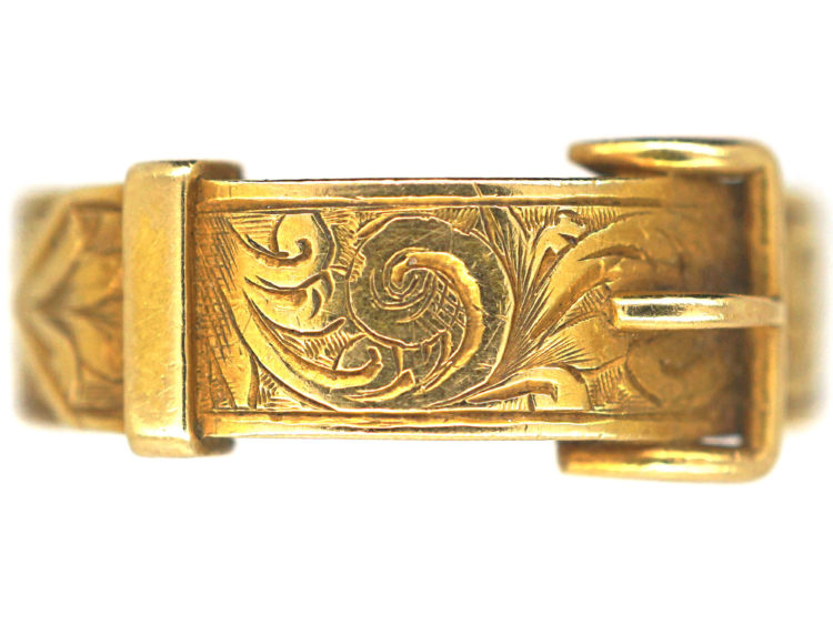 18ct Gold Victorian Buckle Ring Which Opens To Reveal Hair