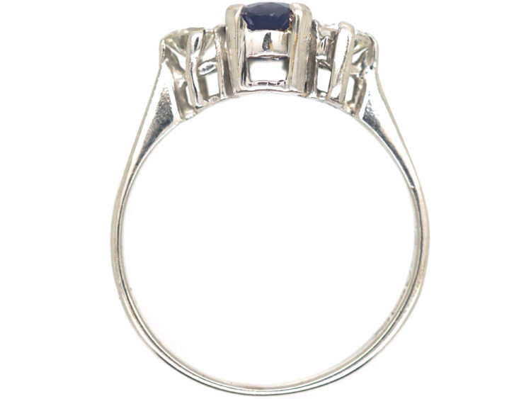 18ct White Gold, Sapphire and Diamond Three Stone Ring