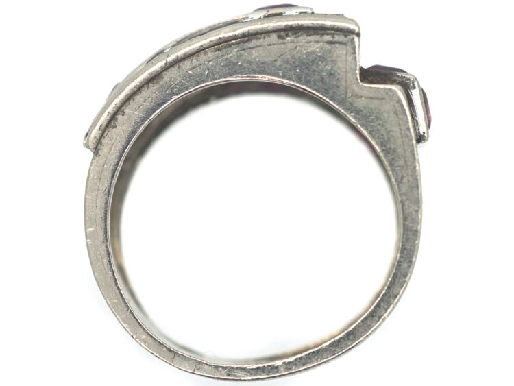 Retro Platinum, Ruby & Diamond Cocktail Ring