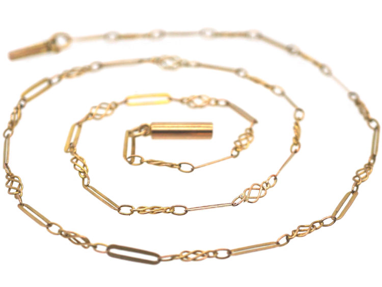 Edwardian 9ct Gold Knot & Tramline Chain