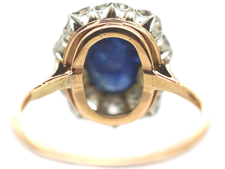 Edwardian 18ct Gold, Cabochon Sapphire & Diamond Ring