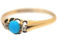 Edwardian 18ct Gold, Turquoise & Diamond Ring